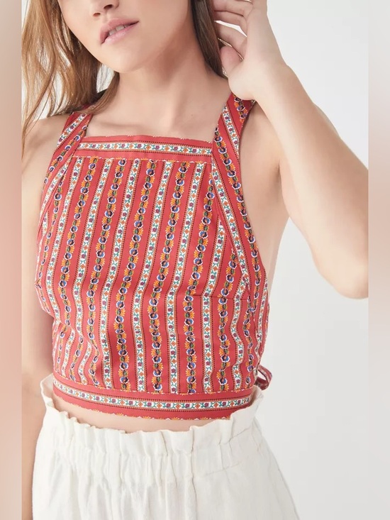 Urban Outfitters Tops - Urban Outfitters Red Striped Floral Crop Top